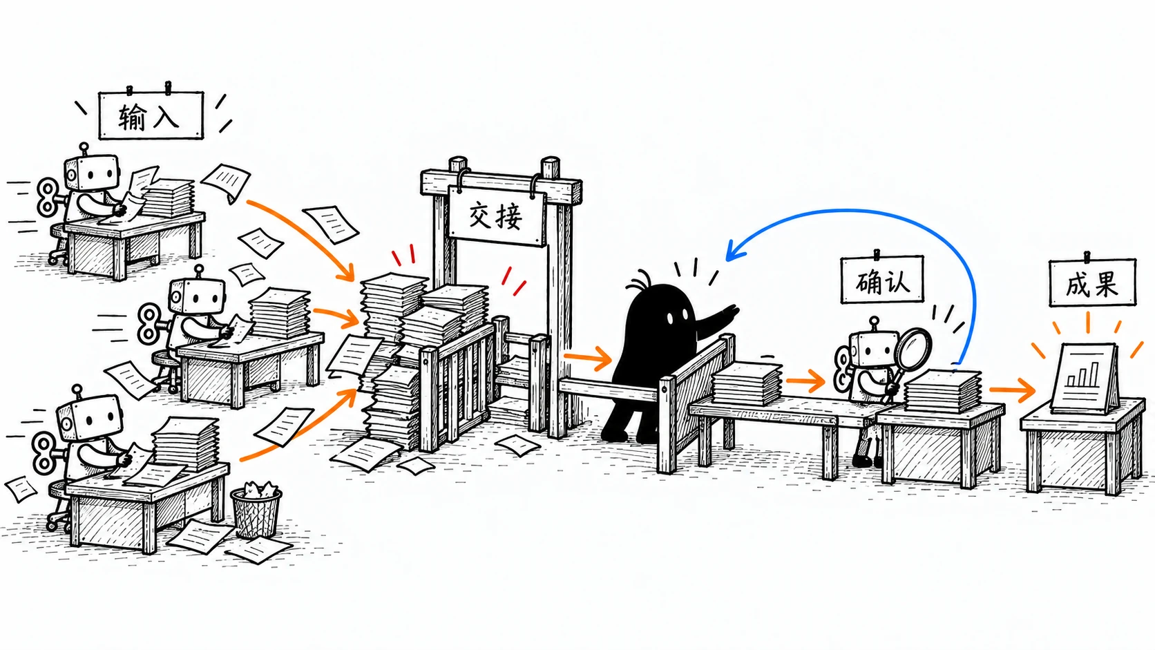 从任务输入到可交付成果,逐段检查协作接口